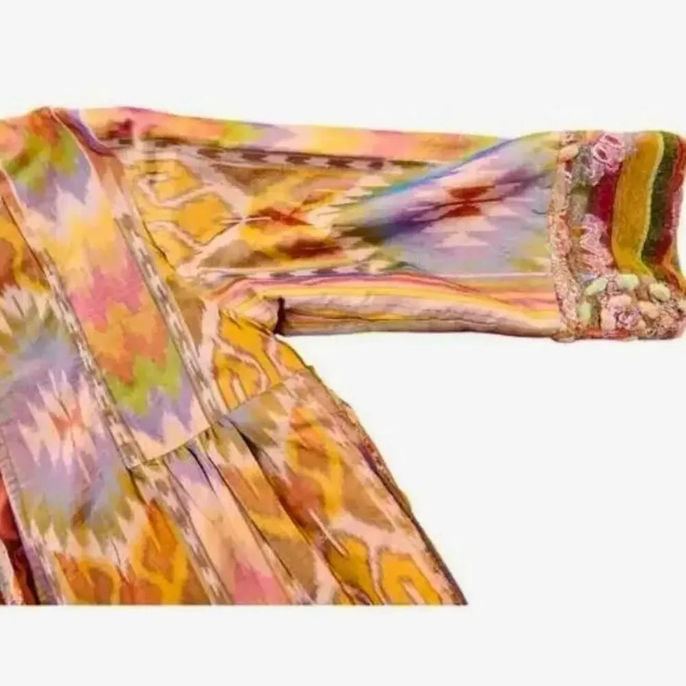 Anii by Natural Silk Wool Patchwork Jacket M Boho Luxe Vintage Art to Wear - Picture 7 of 12